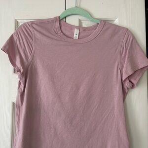 Lululemon Athletica Pink Crew Neck Fitted Crop Top